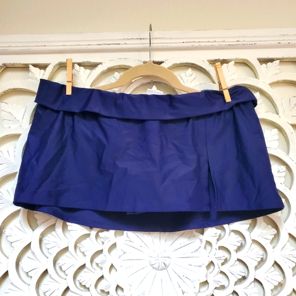 Womens Navy Blue Bikini Skirt Sun & Sea Trading Company 14 NWT